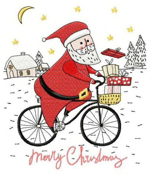 Santa cycling 2 machine embroidery design