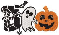 Trio boo embroidery design