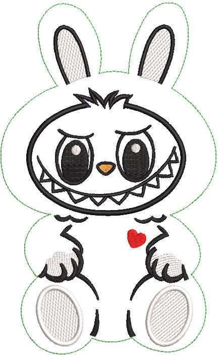 Labubu soft toy embroidery design