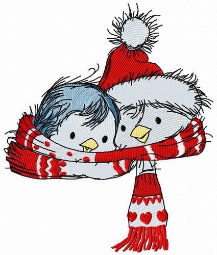 Penguin's Christmas time 2 machine embroidery design