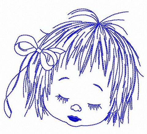 Sleeping child's face machine embroidery design