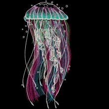 Rainbow jellyfish embroidery design
