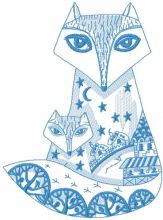Patterned fox family embroidery design