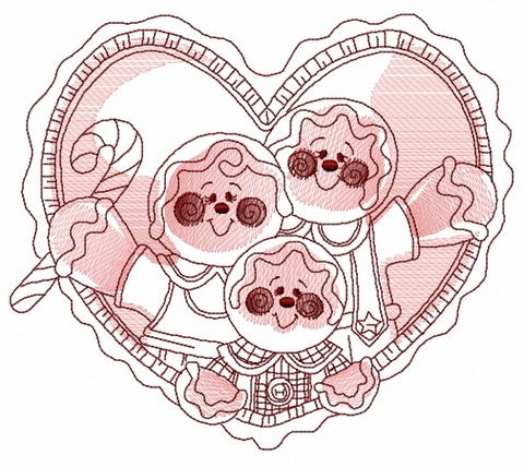 Gingerbread family 5 machine embroidery design