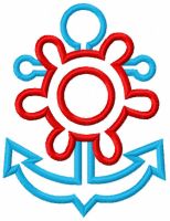 Blue Anchor and red steering wheel embroidery design