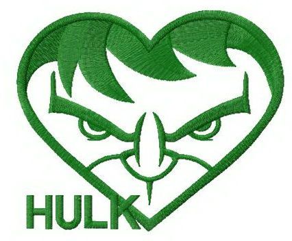 Hulk heart machine embroidery design