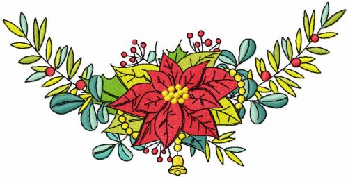 Red floral decor with branch embroidery design
