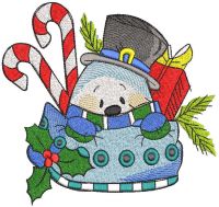 Hiding snowman embroidery design