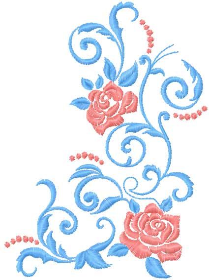 Rose vignette free embroidery design