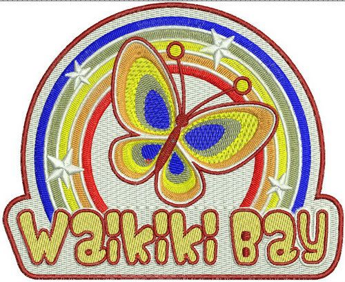 Waikiki bay badge machine embroidery design