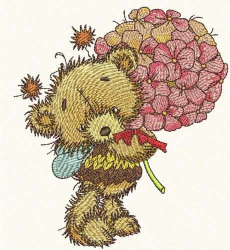 Teddy bear fairy machine embroidery design