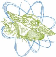 Yoda sketch style embroidery design