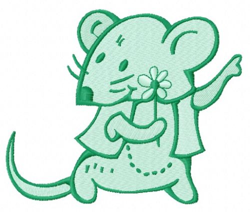 Tiny mouse with flower 2 machine embroidery design