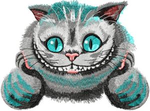Mischievous Cheshire Cat embroidery design
