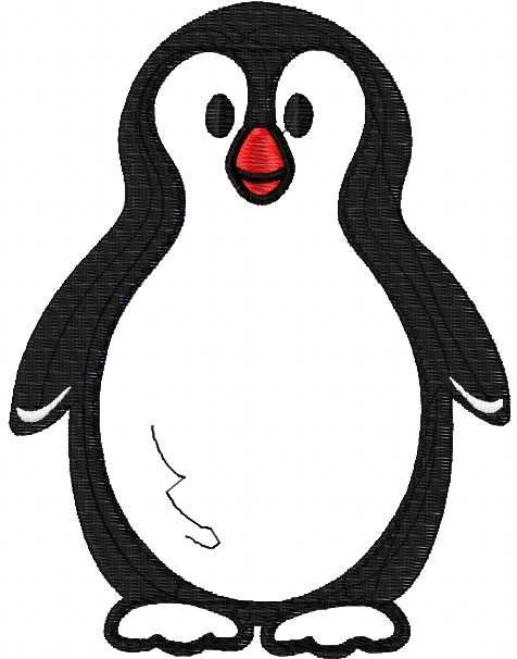 penguin applique free embroidery design