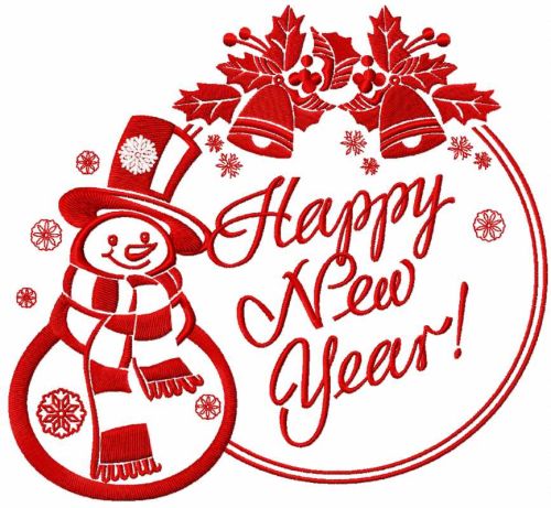 Snowball happy new year embroidery design