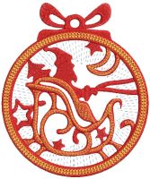 Christmas ball santa claus sleigh embroidery design