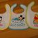 Hello Kitty, Winnie Pooh and Mickey on embroidered baby bibs
