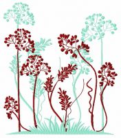 Grass and flowers embroidery design