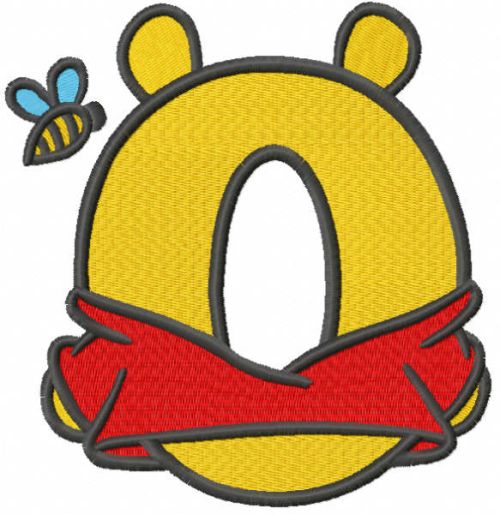 Pooh letter o embroidery design