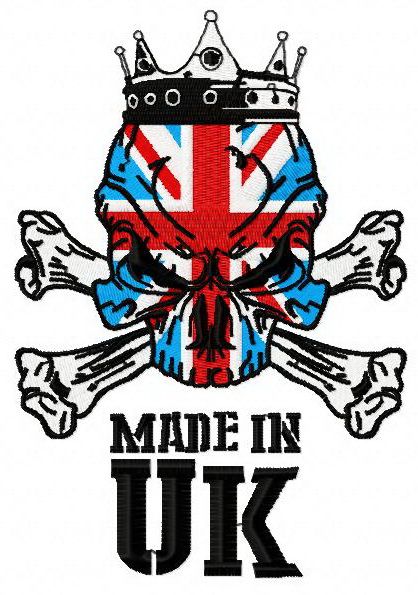 British skull 2 machine embroidery design