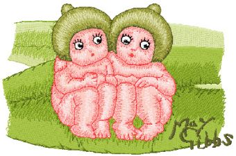 Snugglepot and Cuddlepie Together machine embroidery design