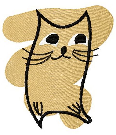 Beige cat 2 machine embroidery design