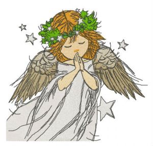 Praying angel embroidery design