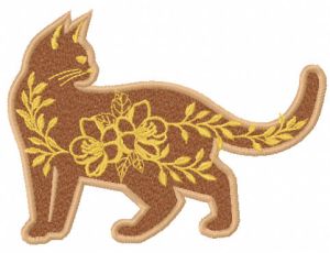 Patterned cat embroidery design