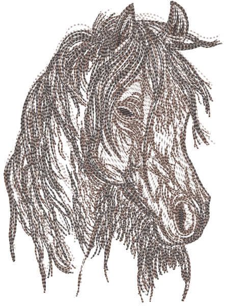 Horse head pencil sketch embroidery design