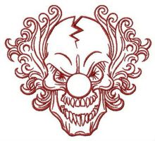 Scary clown embroidery design