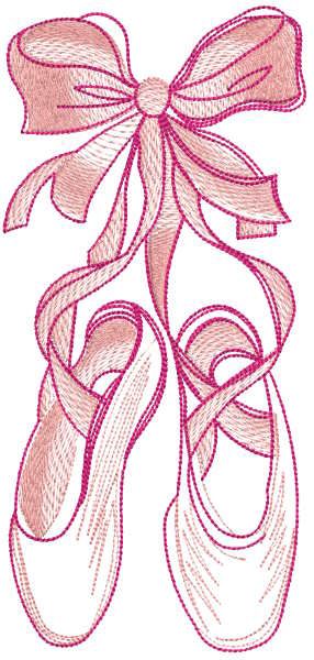 Pink pointe shoes as gift embroidery design