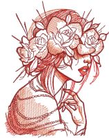 Rose wreath embroidery design