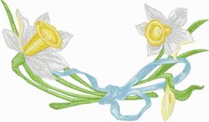 Daffodils with Ribbon embroidery design