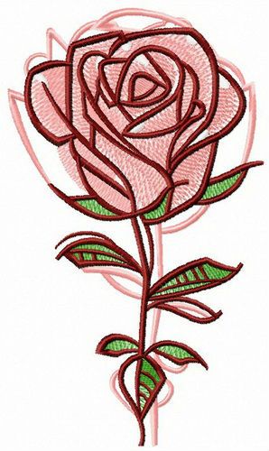 Rose reflection embroidery design