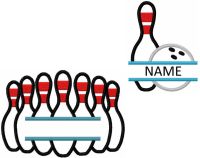 Outline Split Bowling set embroidery design