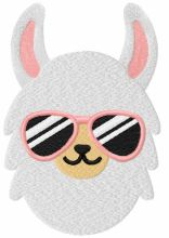 Llama in pink sunglasses embroidery design