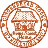 Gingerbread house construction embroidery design
