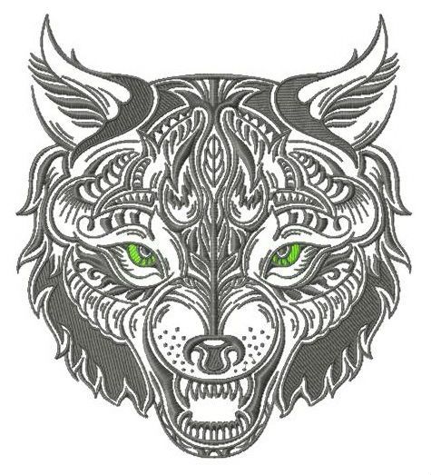 Wolfish grin machine embroidery design