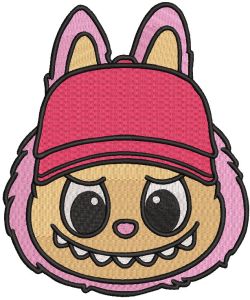 Labubu In a baseball cap embroidery design