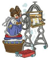 Laundress embroidery design