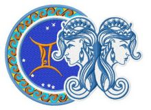 Zodiac sign Gemini 2 embroidery design
