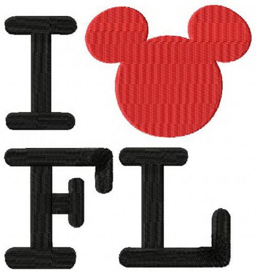 I Mickey Florida machine embroidery design
