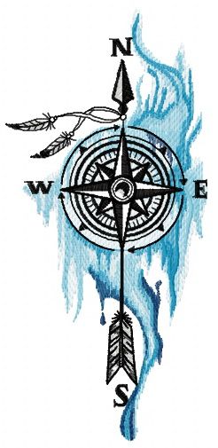 Compass and spirits machine embroidery design