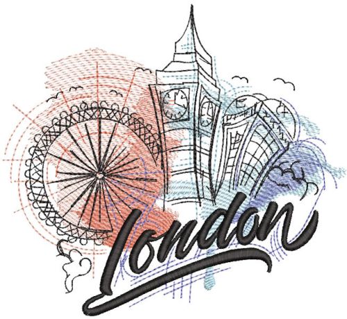 London quick sketch embroidery design