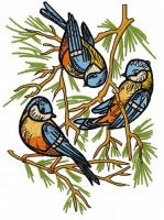 Eurasian blue tits 2 embroidery design