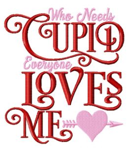 Cupid loves me embroidery design