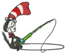 Cat in the Hat fishing embroidery design