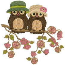 Spring owls embroidery design
