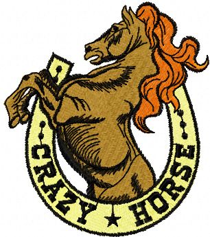 Crazy Horse Logo machine embroidery design